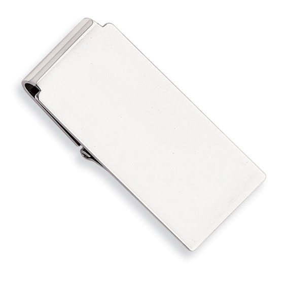 Rhodium Plated Polished Hinged Money Clip Rhodium Plated Polished Hinged Money Clip